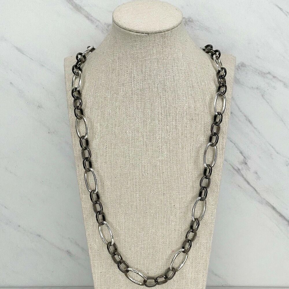 Liz Claiborne Open Oval Long Chain Link Necklace